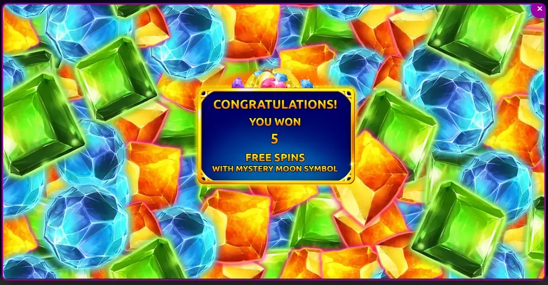 Bonus screen announcing a free spins award
